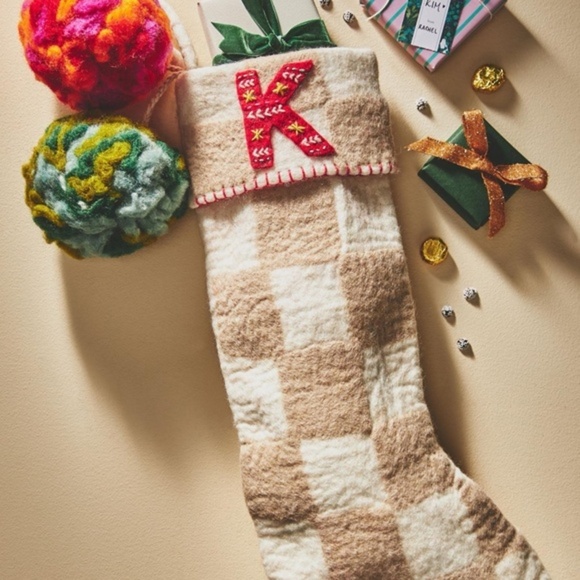 NWT Anthropologie Monogram Felted Stocking Letter K - Picture 1 of 1